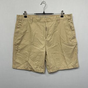 Eddie Bauer Men Flat Front Chino Shorts Size 36 Beige 100% Cotton B349 -25